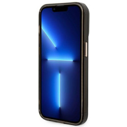 Guess Gold Outline permatomas MagSafe dėklas, skirtas iPhone 14 Pro Max - juodas