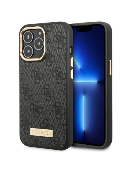 Guess 4G Logo Plate MagSafe dėklas, skirtas iPhone 14 Pro Max - juodas Guess 4G Logo Plate MagSafe dėklas, skirtas iPhone 14 Pro Max - juodas