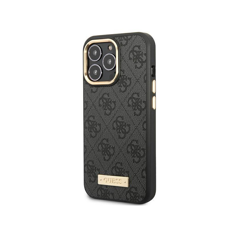 Guess 4G Logo Plate MagSafe dėklas, skirtas iPhone 14 Pro Max - juodas