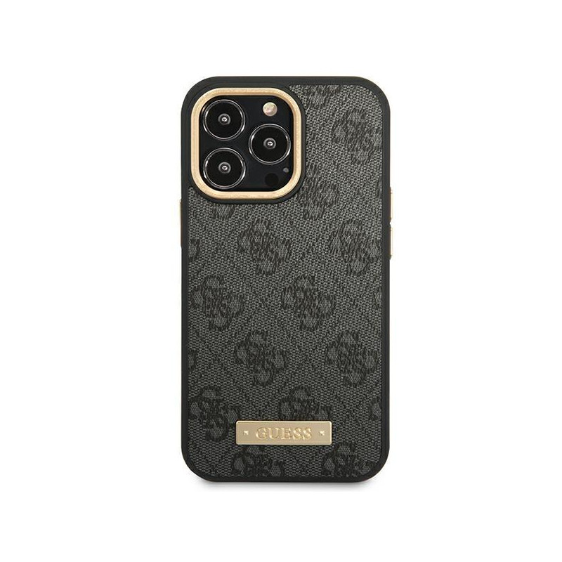 Guess 4G Logo Plate MagSafe dėklas, skirtas iPhone 14 Pro Max - juodas