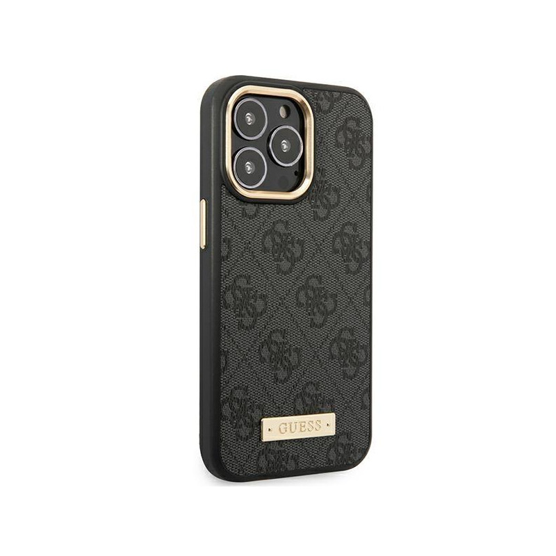 Guess 4G Logo Plate MagSafe dėklas, skirtas iPhone 14 Pro Max - juodas
