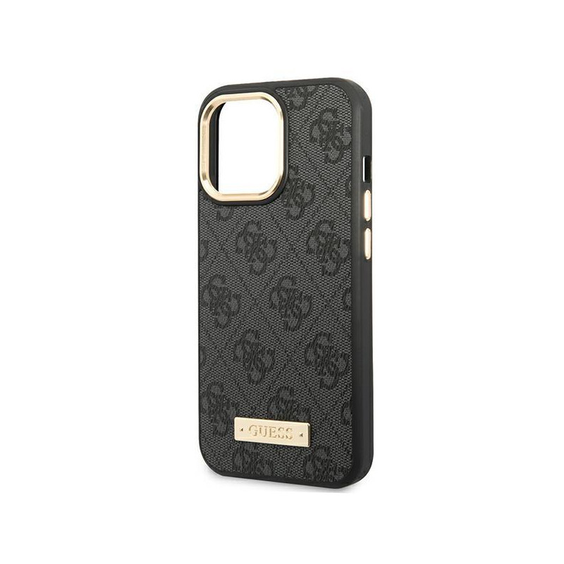 Guess 4G Logo Plate MagSafe dėklas, skirtas iPhone 14 Pro Max - juodas