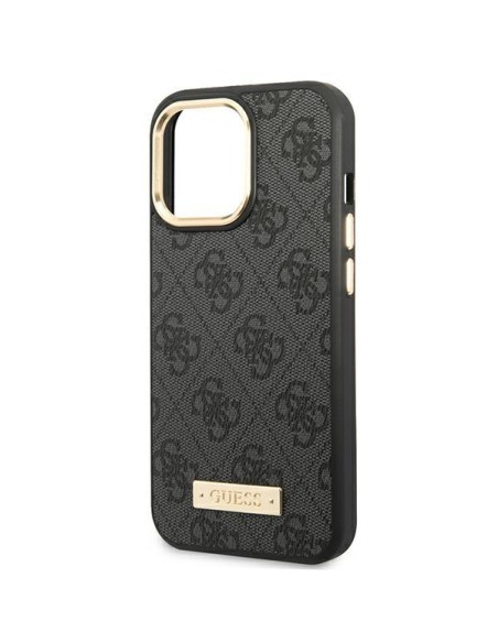 Guess 4G Logo Plate MagSafe dėklas, skirtas iPhone 14 Pro Max - juodas Guess 4G Logo Plate MagSafe dėklas, skirtas iPhone 14 Pro Max - juodas