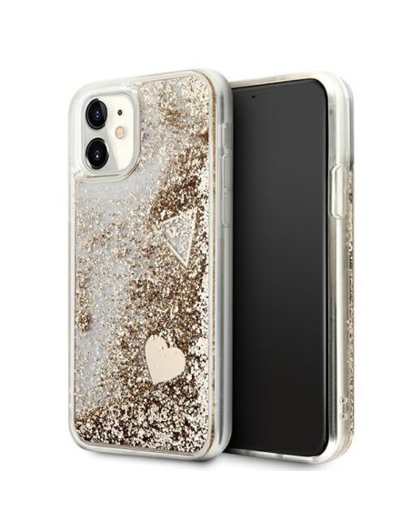Guess Glitter Charms dėklas, skirtas iPhone 11 / Xr - auksinis Guess Glitter Charms dėklas, skirtas iPhone 11 / Xr - auksinis