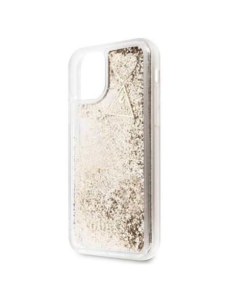 Guess Glitter Charms dėklas, skirtas iPhone 11 / Xr - auksinis Guess Glitter Charms dėklas, skirtas iPhone 11 / Xr - auksinis