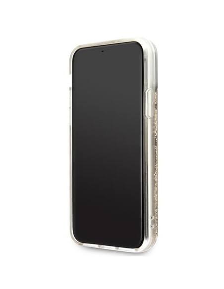 Guess Glitter Charms dėklas, skirtas iPhone 11 / Xr - auksinis Guess Glitter Charms dėklas, skirtas iPhone 11 / Xr - auksinis