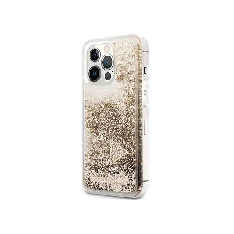Guess Glitter Charms dėklas iPhone 14 Pro - auksinis