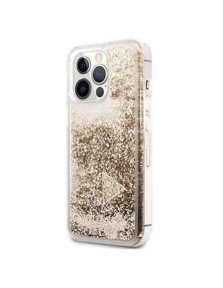 Guess Glitter Charms dėklas iPhone 14 Pro - auksinis Guess Glitter Charms dėklas iPhone 14 Pro - auksinis