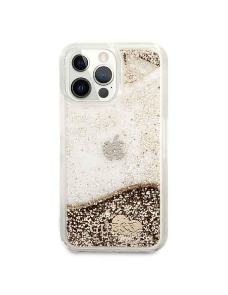 Guess Glitter Charms dėklas iPhone 14 Pro - auksinis Guess Glitter Charms dėklas iPhone 14 Pro - auksinis