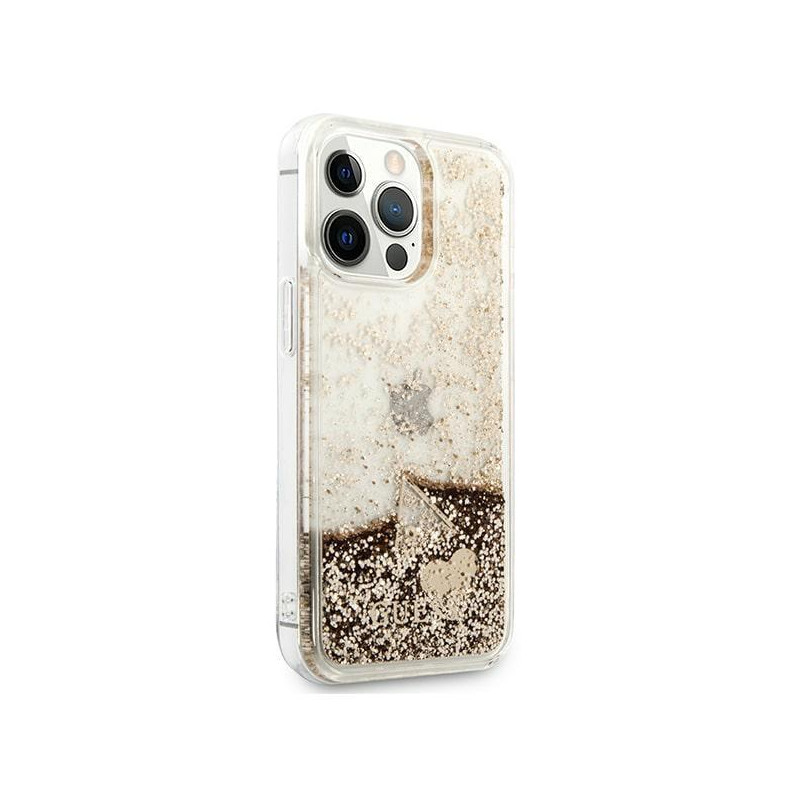 Guess Glitter Charms dėklas iPhone 14 Pro - auksinis