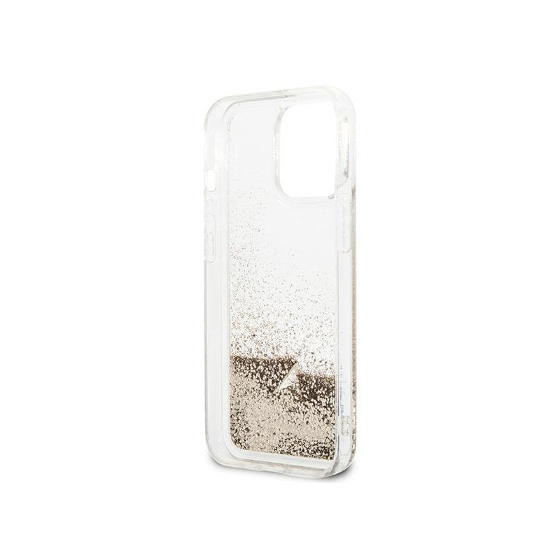 Guess Glitter Charms dėklas iPhone 14 Pro - auksinis
