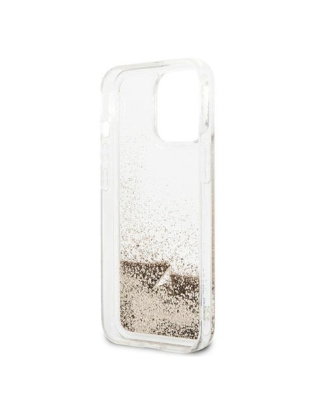 Guess Glitter Charms dėklas iPhone 14 Pro - auksinis Guess Glitter Charms dėklas iPhone 14 Pro - auksinis