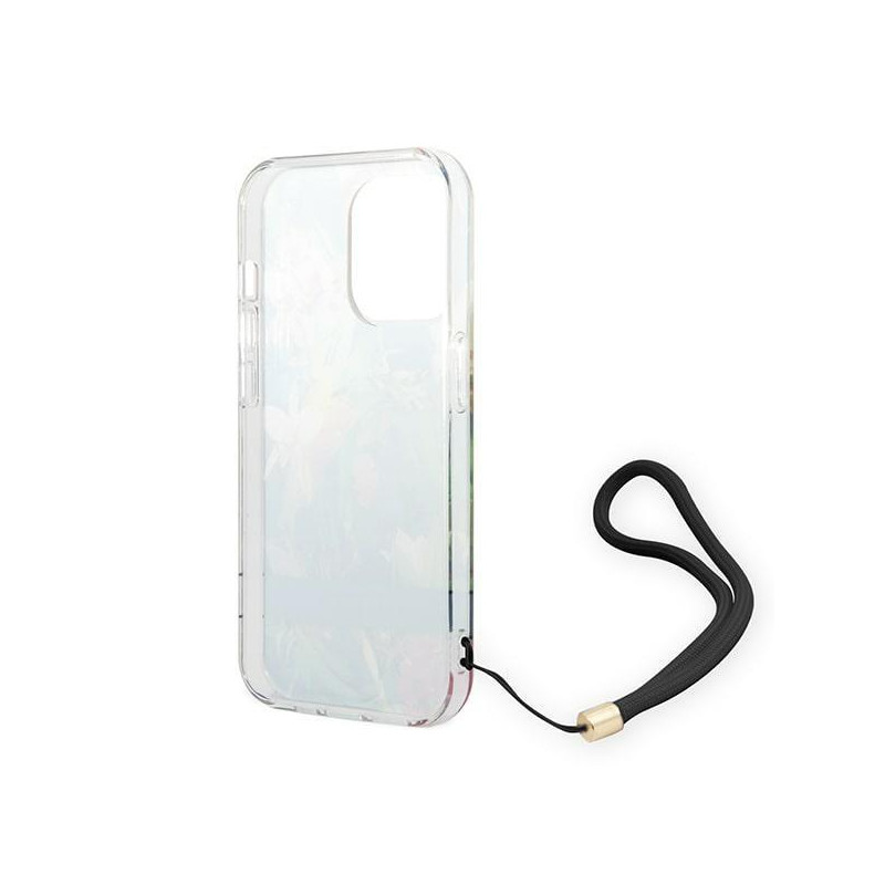 Guess Flower Strap dėklas iPhone 14 Pro - mėlynas