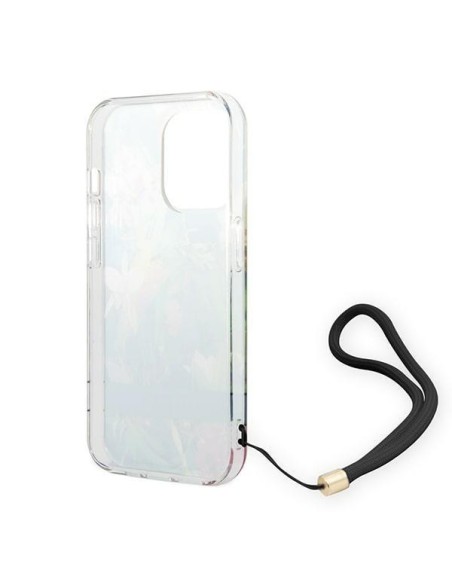 Guess Flower Strap dėklas iPhone 14 Pro - mėlynas Guess Flower Strap dėklas iPhone 14 Pro - mėlynas