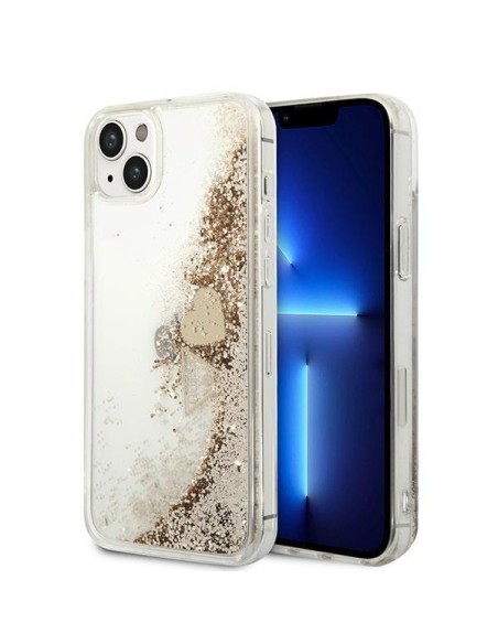 Guess Glitter Charms dėklas iPhone 14 Plus - auksinis Guess Glitter Charms dėklas iPhone 14 Plus - auksinis