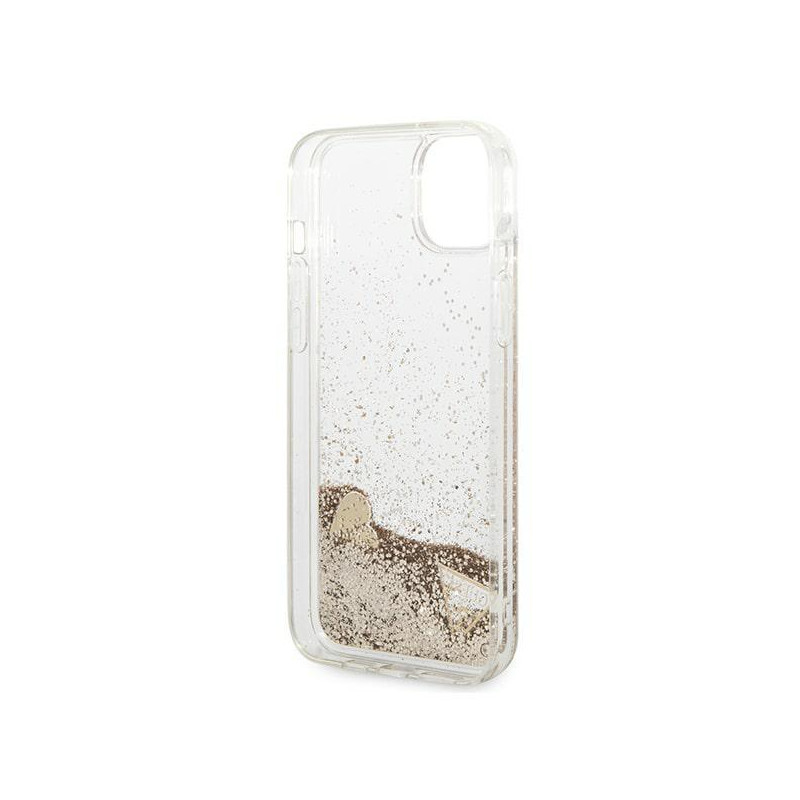 Guess Glitter Charms dėklas iPhone 14 Plus - auksinis