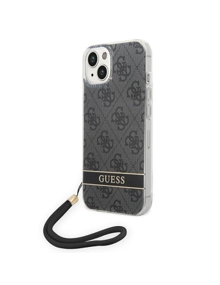 Guess 4G Print Strap dėklas, skirtas iPhone 14 Plus - juodas Guess 4G Print Strap dėklas, skirtas iPhone 14 Plus - juodas