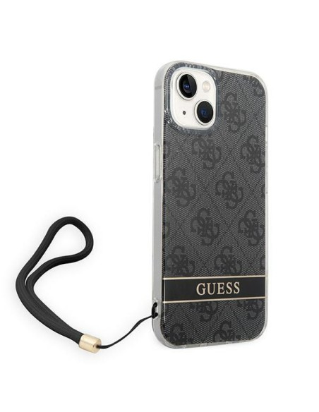 Guess 4G Print Strap dėklas, skirtas iPhone 14 Plus - juodas Guess 4G Print Strap dėklas, skirtas iPhone 14 Plus - juodas