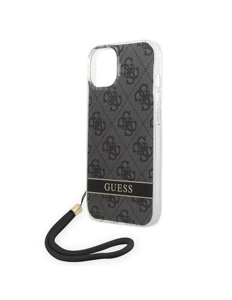 Guess 4G Print Strap dėklas, skirtas iPhone 14 Plus - juodas Guess 4G Print Strap dėklas, skirtas iPhone 14 Plus - juodas