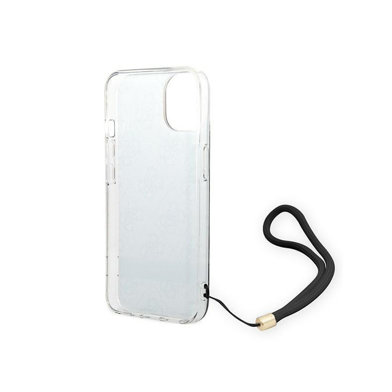 Guess 4G Print Strap dėklas, skirtas iPhone 14 Plus - juodas