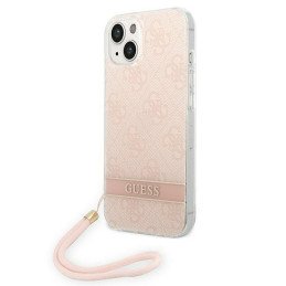 Guess 4G Print Strap dėklas iPhone 14 Plus - rožinis