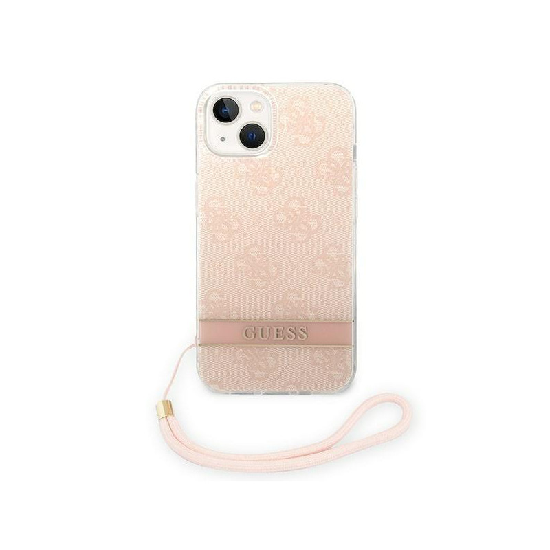 Guess 4G Print Strap dėklas iPhone 14 Plus - rožinis