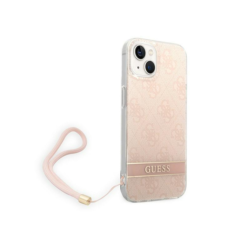 Guess 4G Print Strap dėklas iPhone 14 Plus - rožinis