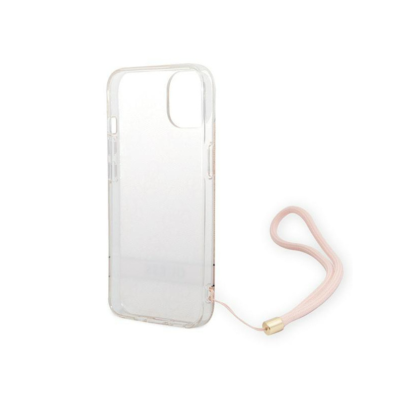Guess 4G Print Strap dėklas iPhone 14 Plus - rožinis