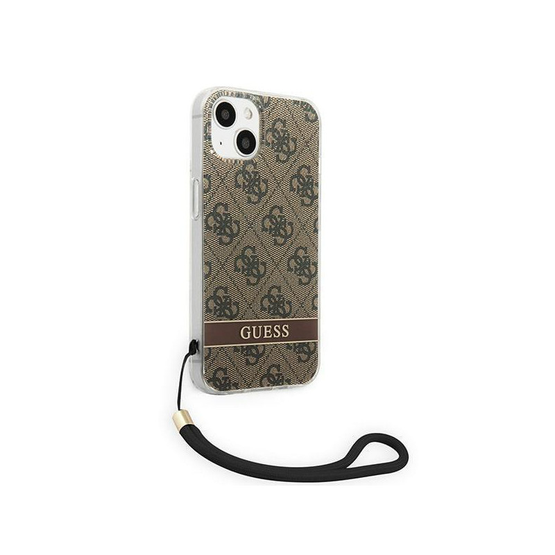 Guess 4G Print Strap dėklas iPhone 14 Plus - rudas