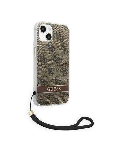 Guess 4G Print Strap dėklas iPhone 14 Plus - rudas Guess 4G Print Strap dėklas iPhone 14 Plus - rudas
