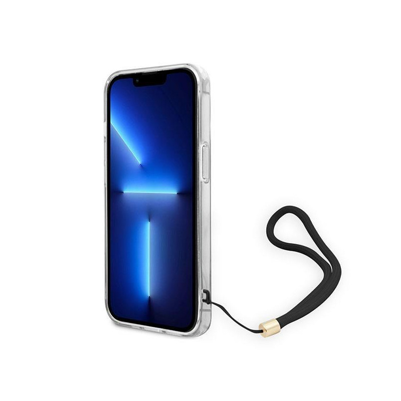 Guess 4G Print Strap dėklas iPhone 14 Plus - rudas