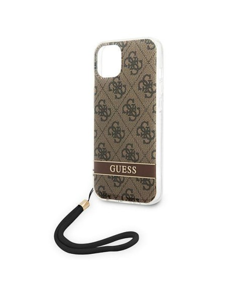 Guess 4G Print Strap dėklas iPhone 14 Plus - rudas