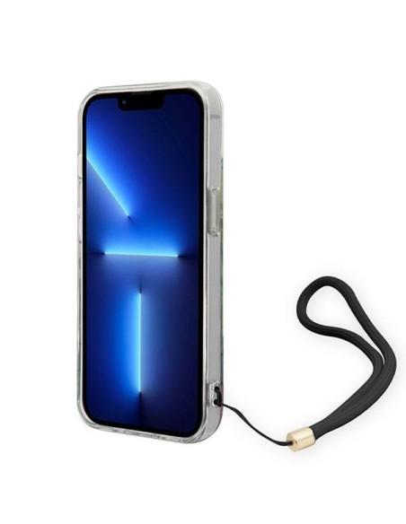 Guess Flower Strap dėklas iPhone 14 Plus - mėlynas Guess Flower Strap dėklas iPhone 14 Plus - mėlynas