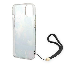 Guess Flower Strap dėklas iPhone 14 Plus - mėlynas