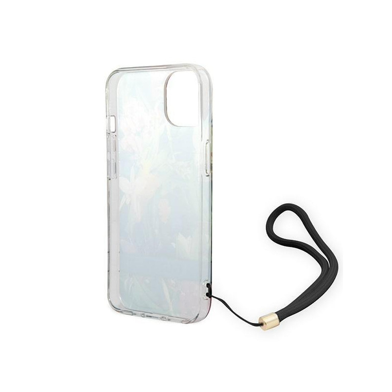 Guess Flower Strap dėklas iPhone 14 Plus - mėlynas