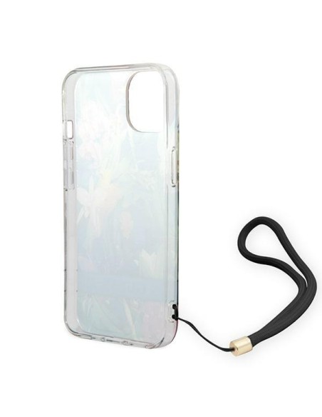 Guess Flower Strap dėklas iPhone 14 Plus - mėlynas Guess Flower Strap dėklas iPhone 14 Plus - mėlynas