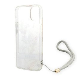 Guess Flower Strap dėklas iPhone 14 Plus - violetinis