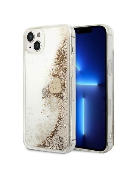 Guess Glitter Charms dėklas iPhone 14 - auksinis Guess Glitter Charms dėklas iPhone 14 - auksinis