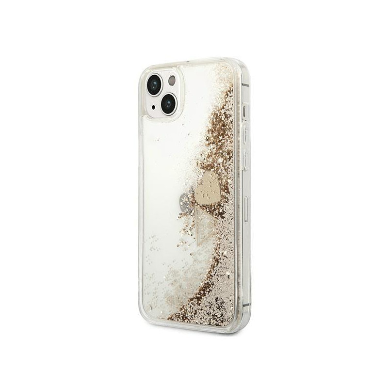 Guess Glitter Charms dėklas iPhone 14 - auksinis