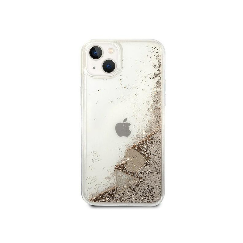 Guess Glitter Charms dėklas iPhone 14 - auksinis