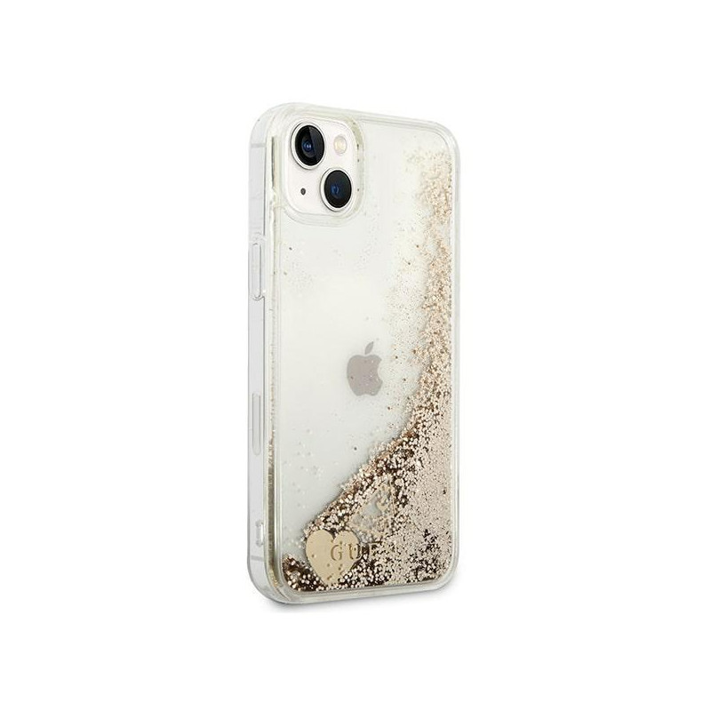 Guess Glitter Charms dėklas iPhone 14 - auksinis