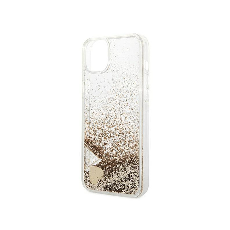 Guess Glitter Charms dėklas iPhone 14 - auksinis