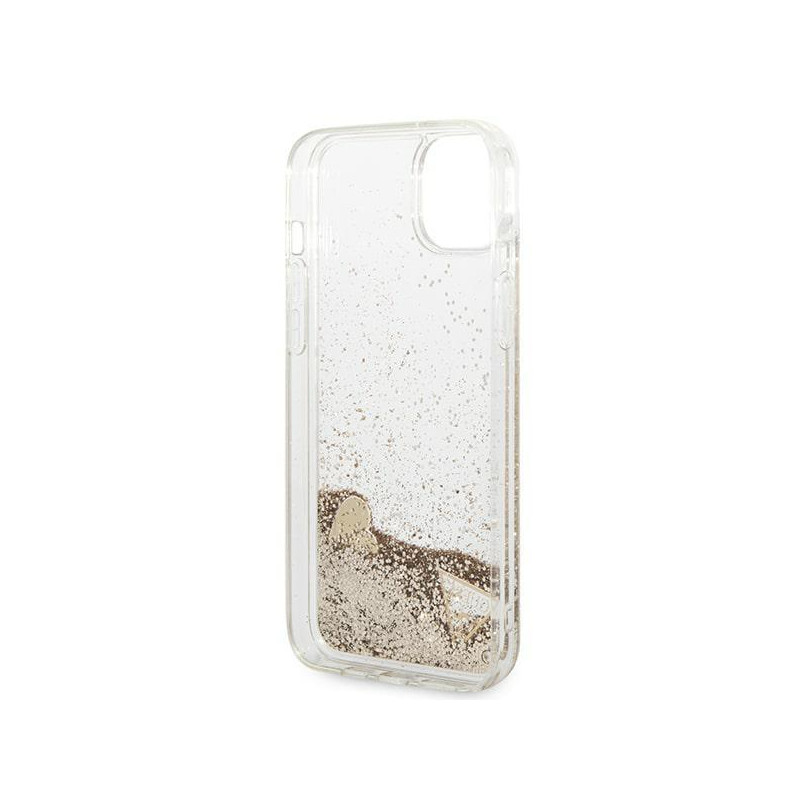 Guess Glitter Charms dėklas iPhone 14 - auksinis