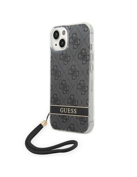 Guess 4G Print Strap dėklas iPhone 14 - juodas Guess 4G Print Strap dėklas iPhone 14 - juodas