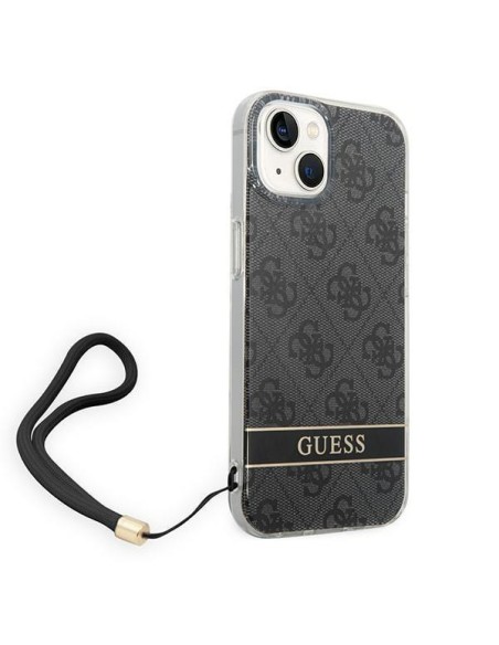 Guess 4G Print Strap dėklas iPhone 14 - juodas Guess 4G Print Strap dėklas iPhone 14 - juodas