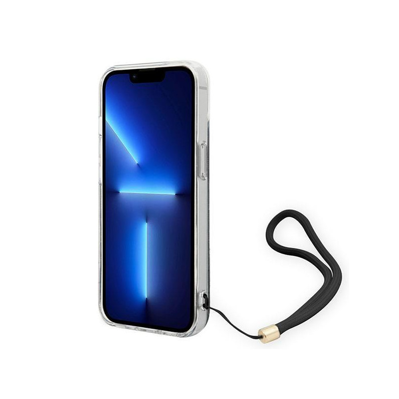Guess 4G Print Strap dėklas iPhone 14 - juodas