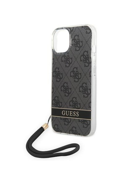 Guess 4G Print Strap dėklas iPhone 14 - juodas Guess 4G Print Strap dėklas iPhone 14 - juodas