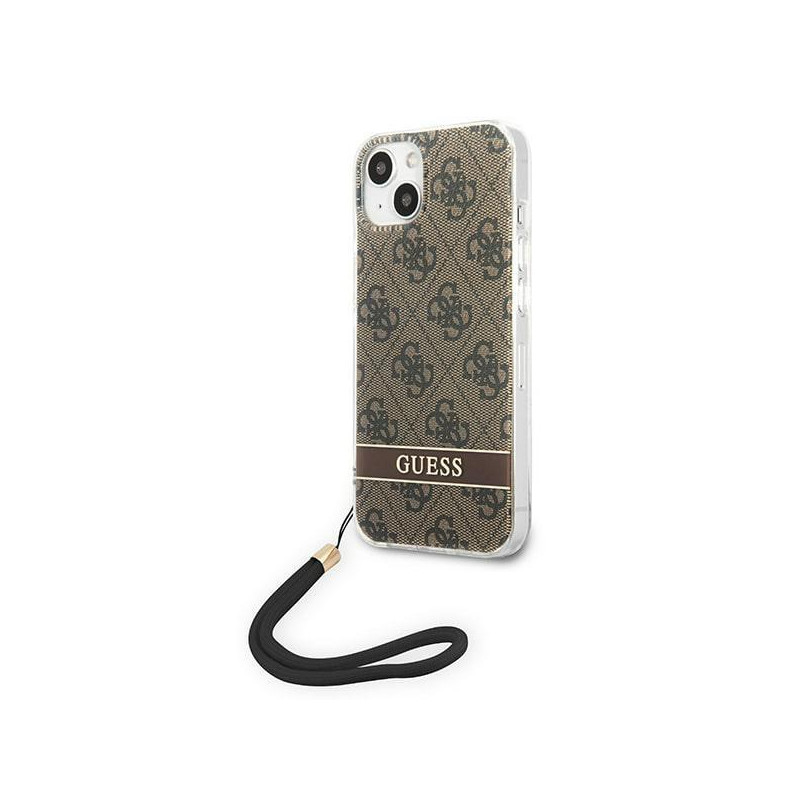 Guess 4G Print Strap dėklas iPhone 14 - rudas
