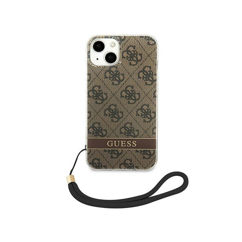 Guess 4G Print Strap dėklas iPhone 14 - rudas