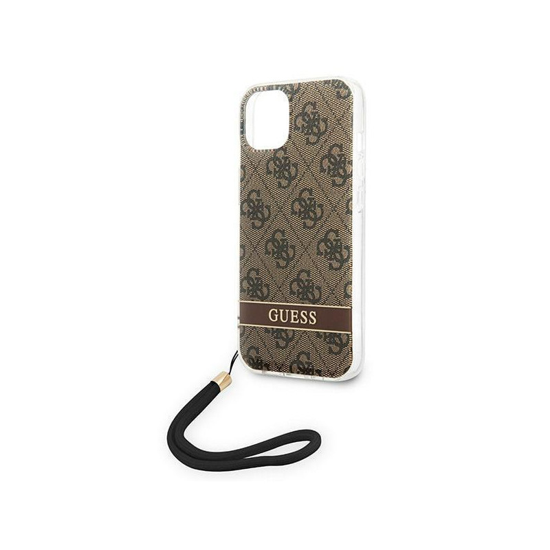 Guess 4G Print Strap dėklas iPhone 14 - rudas